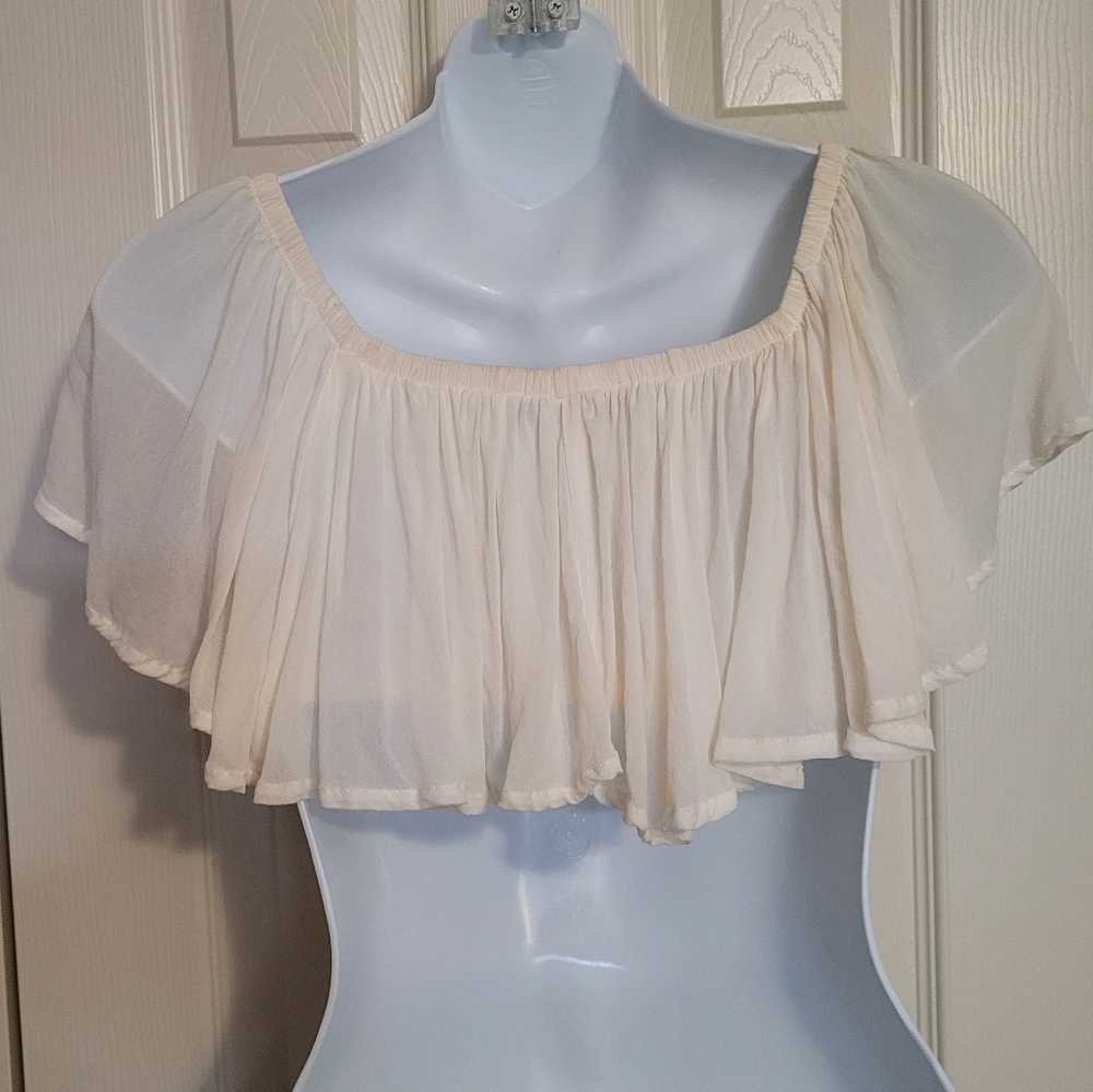 Reformation Flutter Crop Top - Cream, Sz XS - EUC - Picture 5 of 10